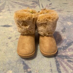 Stepping Stones First Steps Autumn Winter Tan Faux Fur Boots Size 3 6-9M NWT